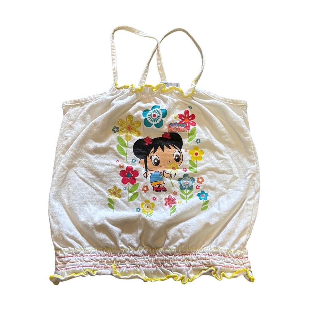 Nickelodeon Ni Hao Kai Lan Cami Tank Girl's 4-5 Cotton Ruched Floral Kidcore Y2K